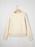 Crew Neck Long Sleeve Sweater - Velora Luxury Fashion