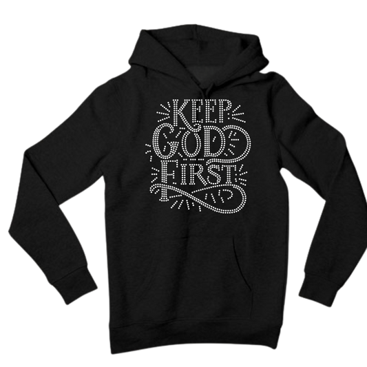 Keep God First Rhinestone Shirt – Christian Faith Sparkle Bling Tee | Blingdazzel