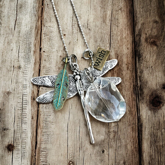 Crystal Dragonfly Wish Necklace - Velora Luxury Fashion