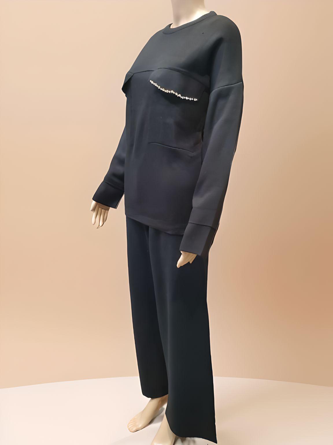 Crystal Pocket Full Sleeve Blouse - Velora Luxury Fashion