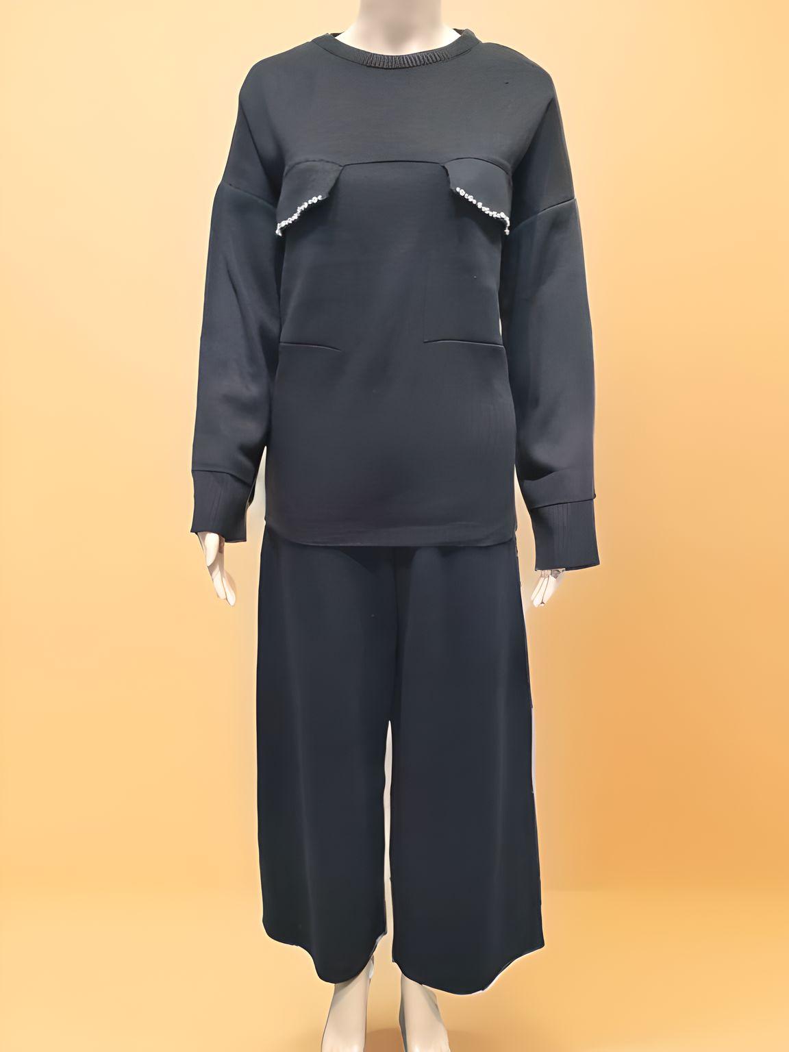 Crystal Pocket Full Sleeve Blouse - Velora Luxury Fashion