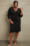 Culture Code Full Size Surplice Flare Ruching Dress - Velora Luxury Fashion