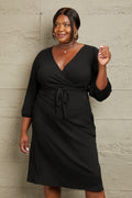 Culture Code Full Size Surplice Flare Ruching Dress - Velora Luxury Fashion