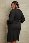 Culture Code Full Size Surplice Flare Ruching Dress - Velora Luxury Fashion