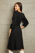 Culture Code Full Size Surplice Flare Ruching Dress - Velora Luxury Fashion