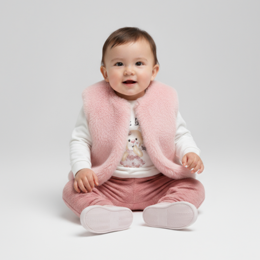 Cute Bear Vest Girls Jogger Set - Velora Luxury Fashion