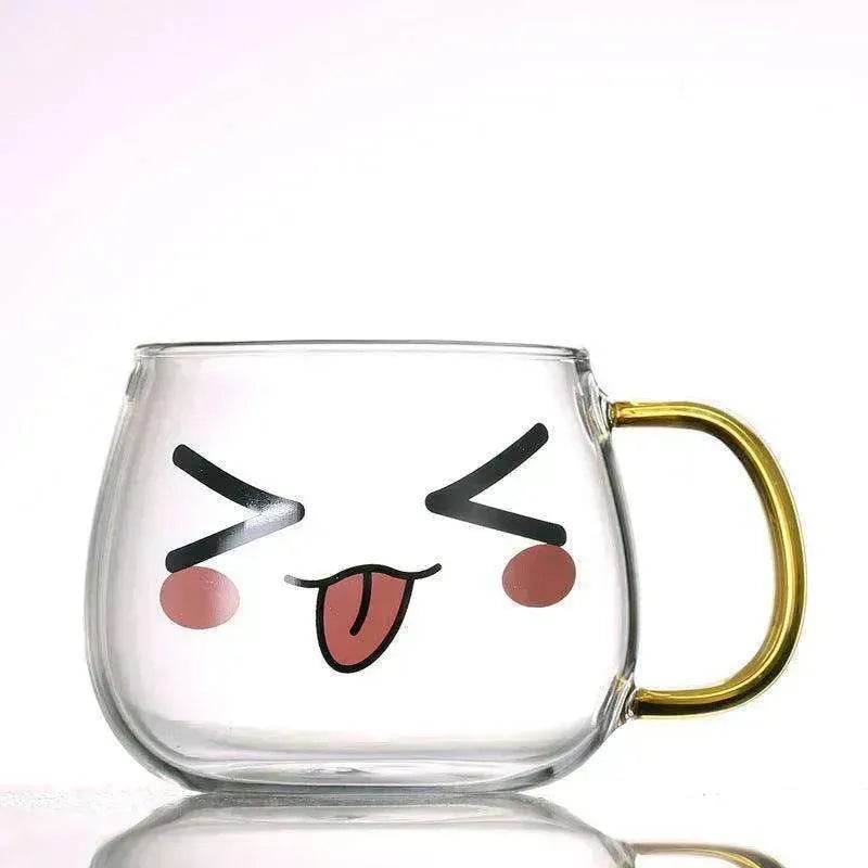 Cute Glass Expression Coffee Cup Mug - Velora