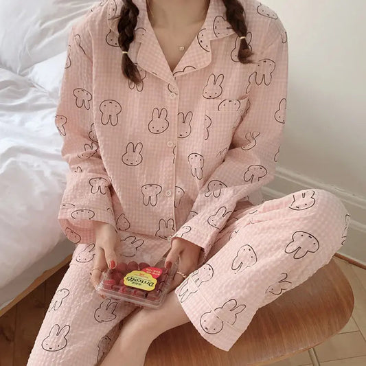 Cute Rabbit Pajamas For Women Sweet Long Sleeve Cardigan Suit EX-STOCK Canada