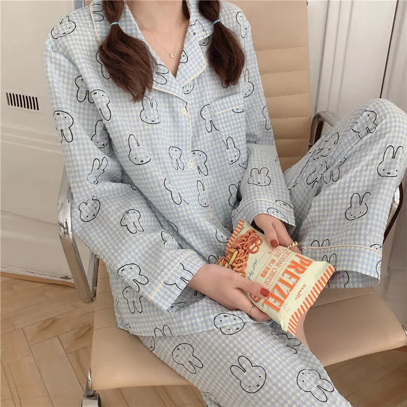 Cute Rabbit Pajamas For Women Sweet Long Sleeve Cardigan Suit EX-STOCK Canada