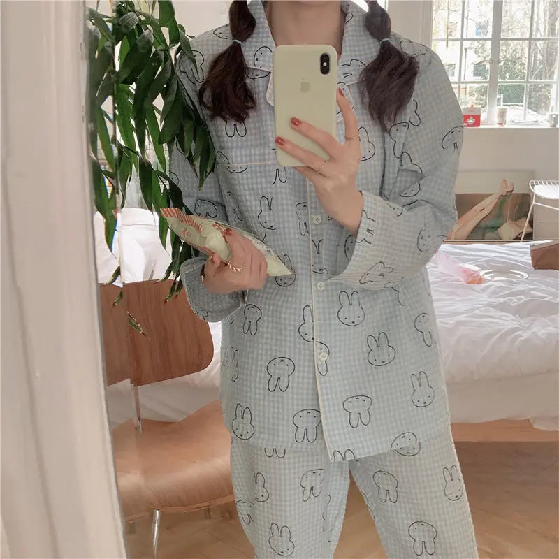 Cute Rabbit Pajamas For Women Sweet Long Sleeve Cardigan Suit EX-STOCK Canada