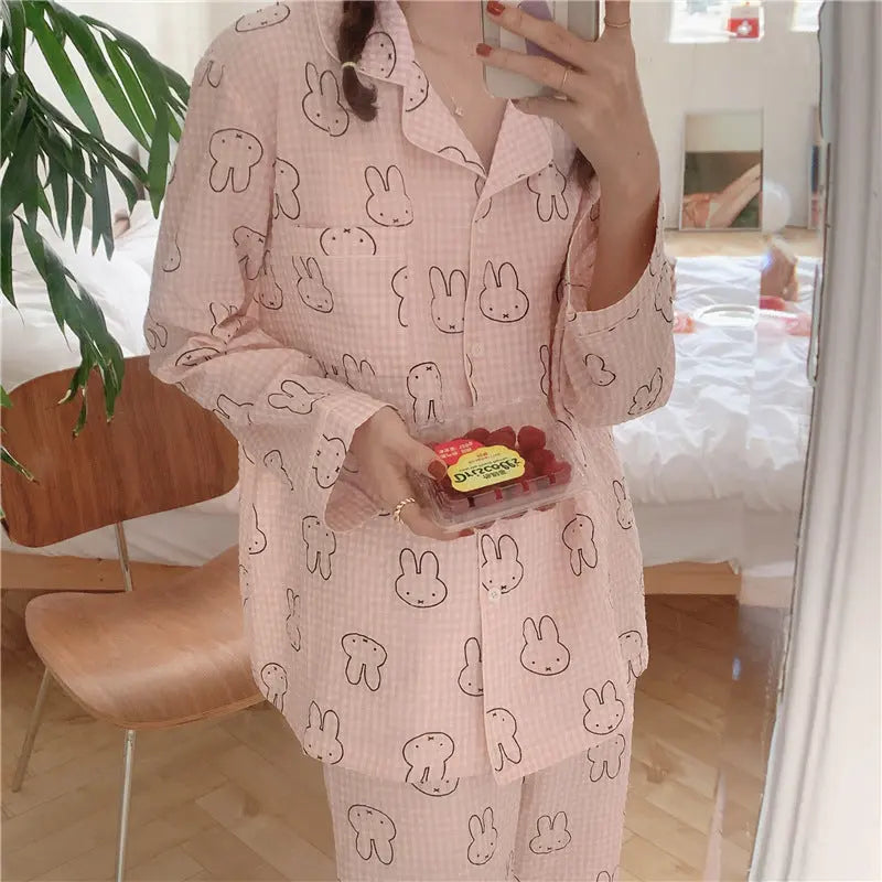 Cute Rabbit Pajamas For Women Sweet Long Sleeve Cardigan Suit EX-STOCK Canada