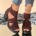 Cutout Block Heels Sandals - Velora Luxury Fashion