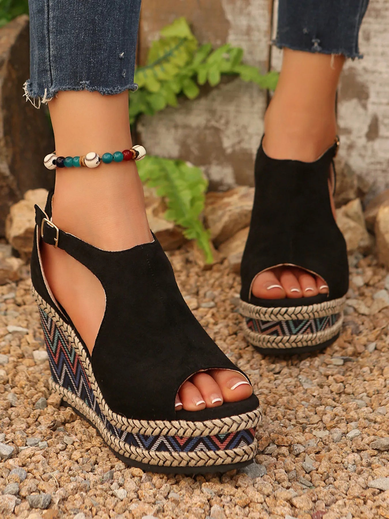 Cutout Platform Wedge Sandals - Velora Luxury Fashion