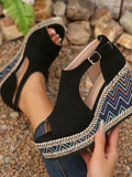 Cutout Platform Wedge Sandals - Velora Luxury Fashion