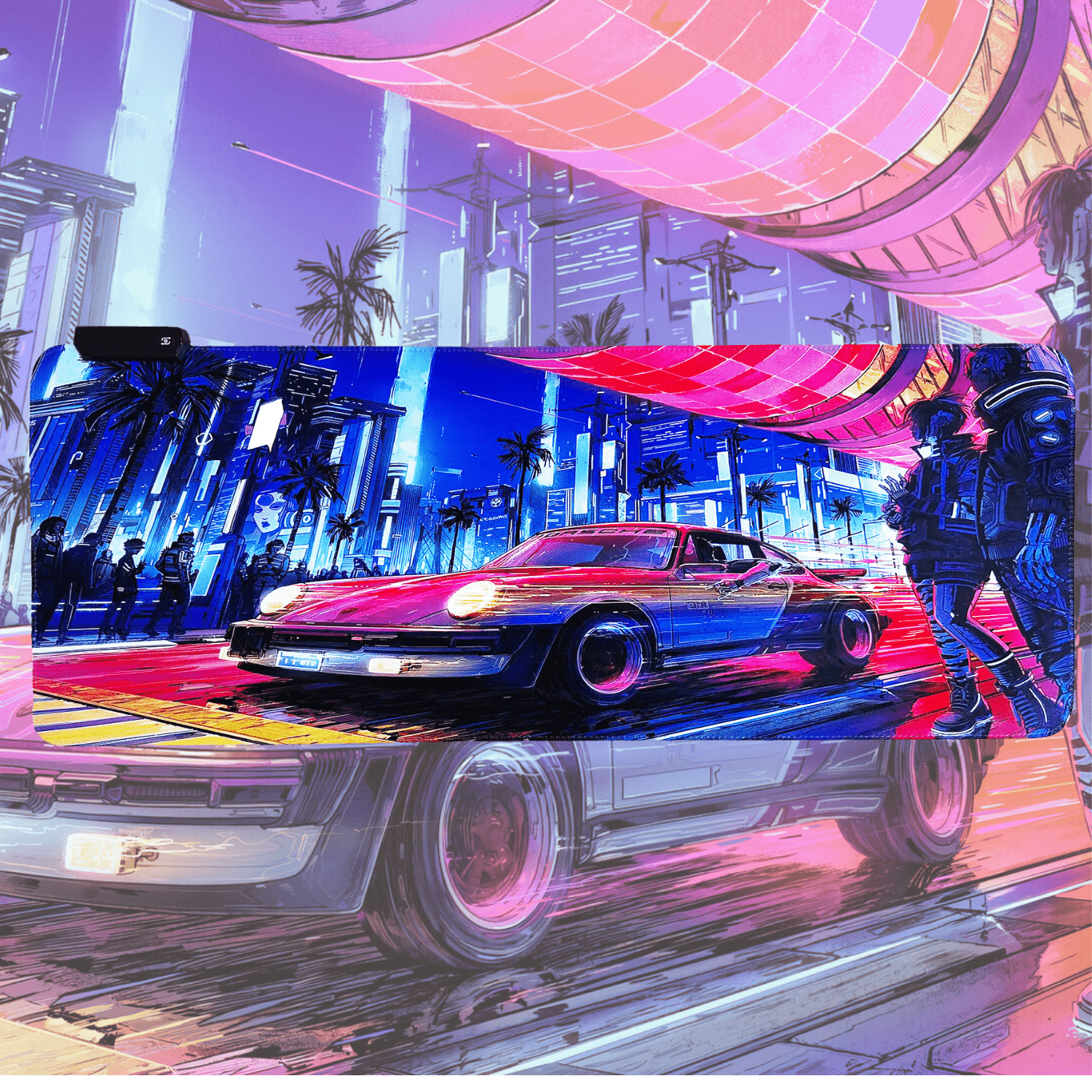 Cyberpunk Night City Dystopian DS3 LED Mouse Mat Mouse Pad 7 led lights smooth surface - Velora Luxury Fashion