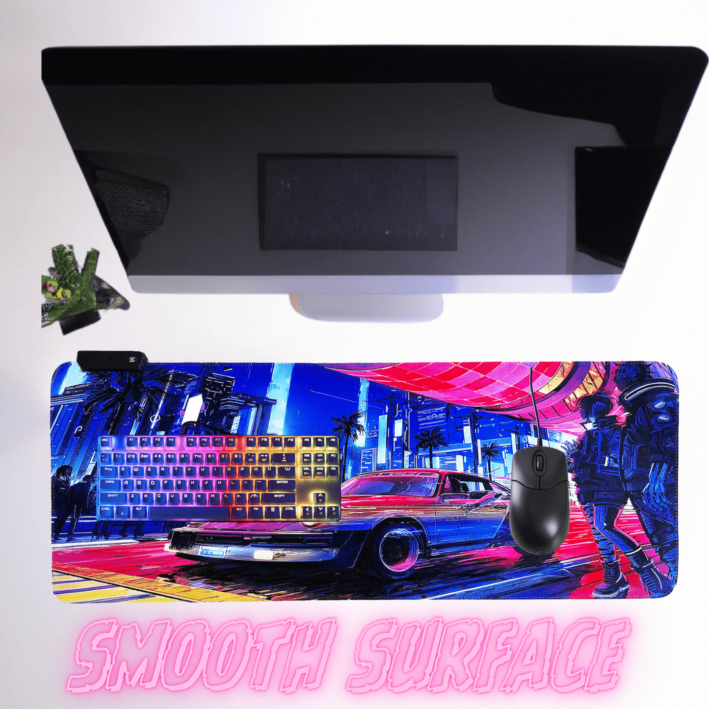 Cyberpunk Night City Dystopian DS3 LED Mouse Mat Mouse Pad 7 led lights smooth surface - Velora Luxury Fashion