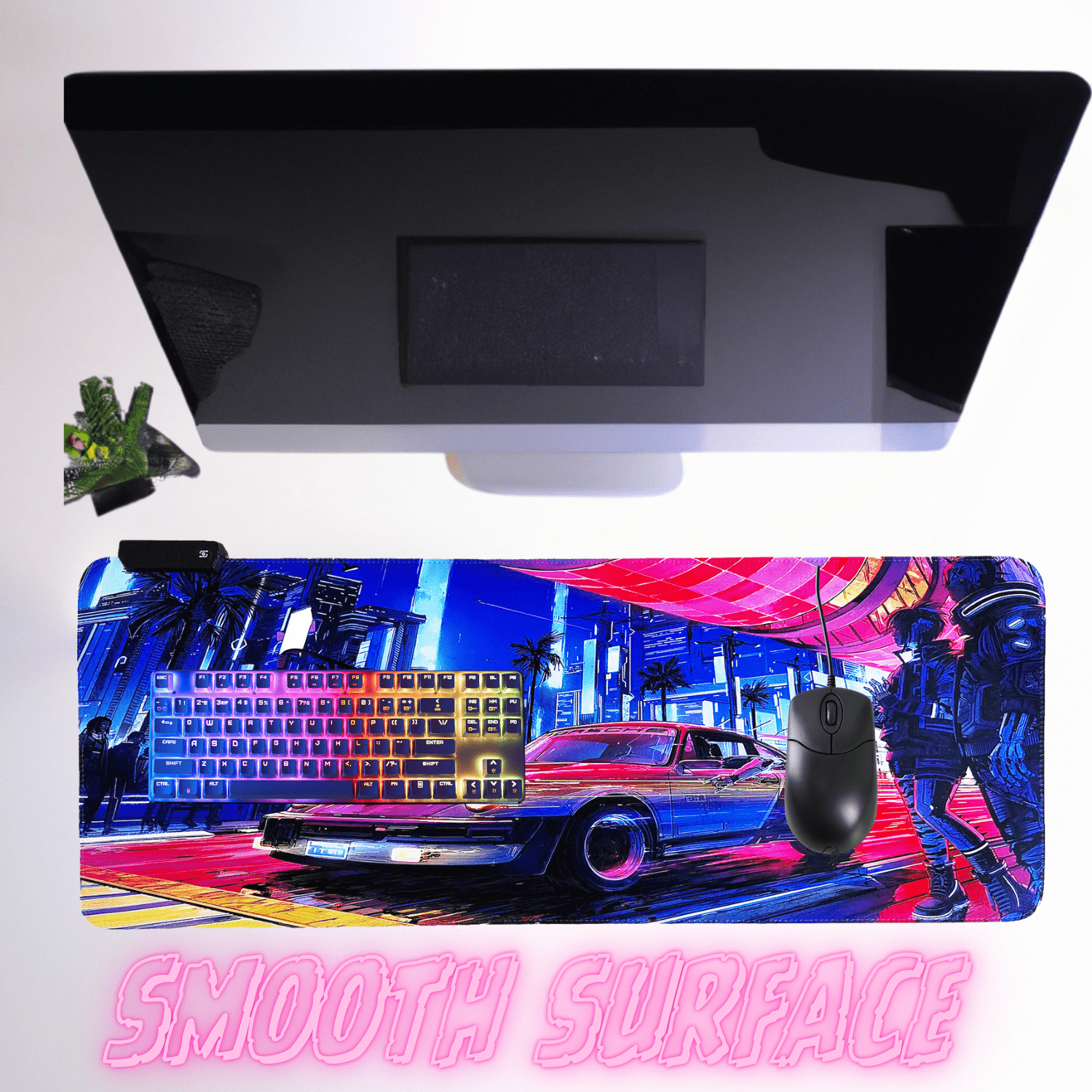 Cyberpunk Night City Dystopian DS3 LED Mouse Mat Mouse Pad 7 led lights smooth surface - Velora Luxury Fashion