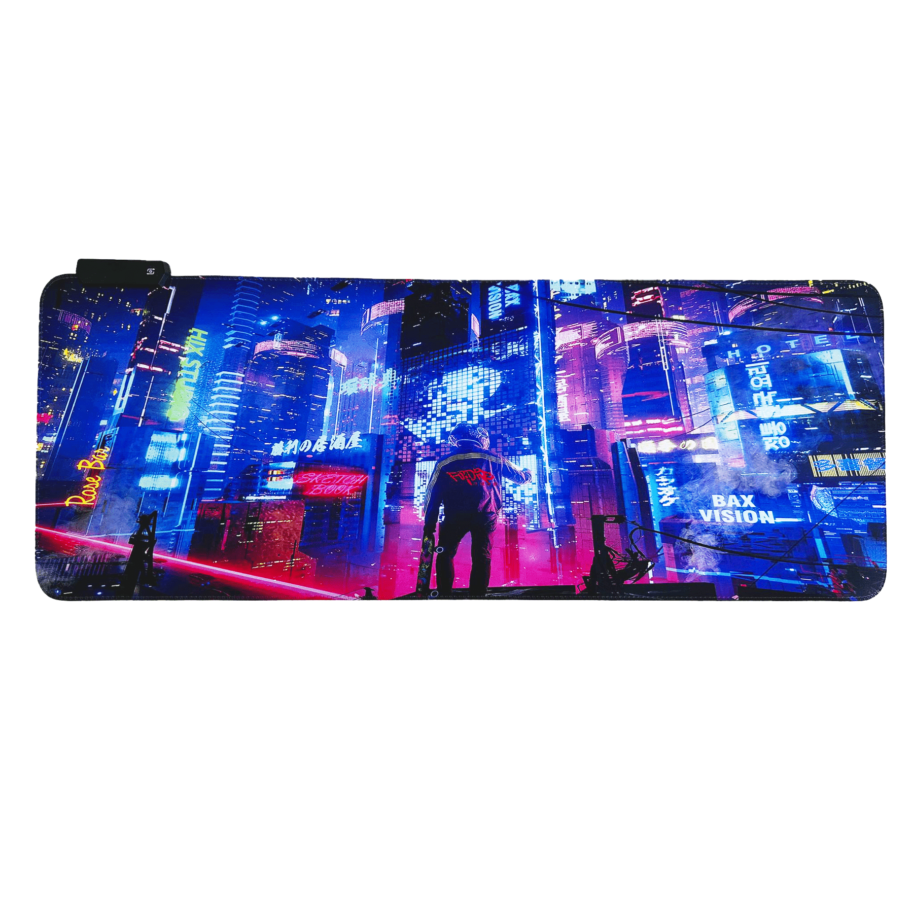 Cyberpunk Night City Dystopian LED Mouse Mat Mouse Pad 7 led lights smooth surface - Velora Luxury Fashion