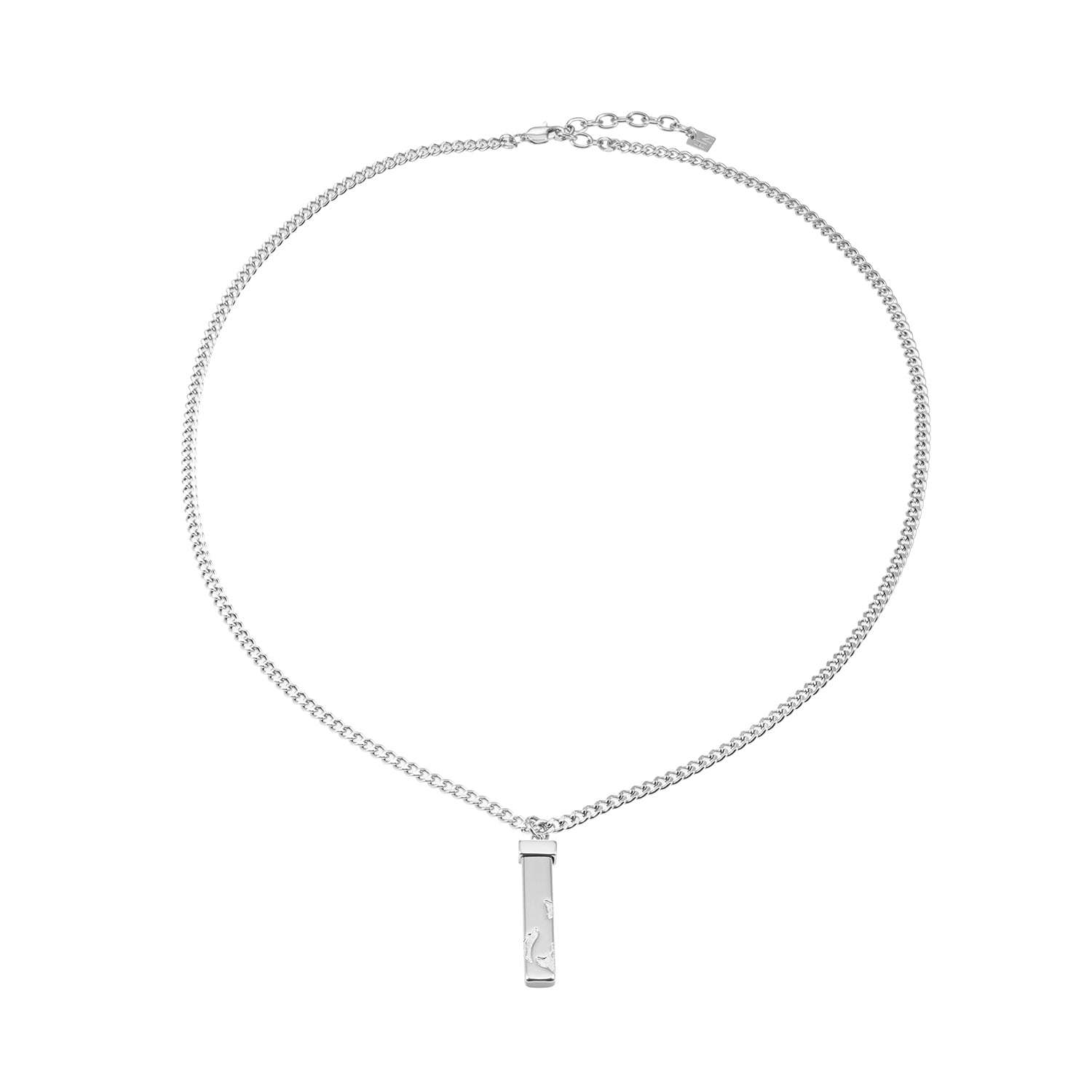 DAKARIA SILVER (White Gold): Chipped Effect Geometric Pendant on a Link Chain For Men & Women - Velora Luxury Fashion