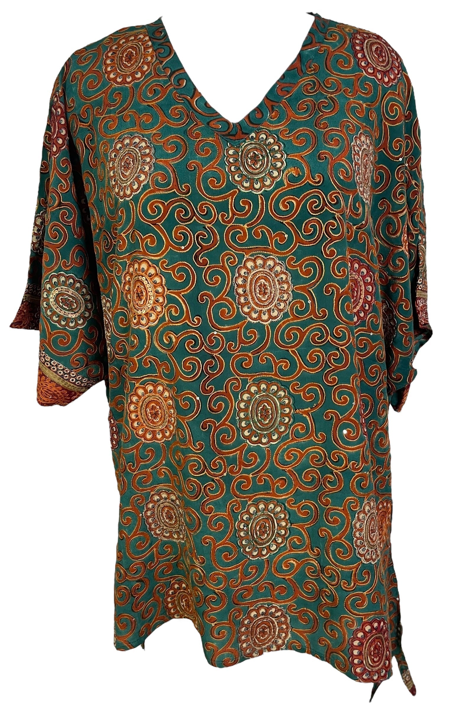 PRC6937 Avatar Pure Silk Long Tunic with Side Ties - Velora