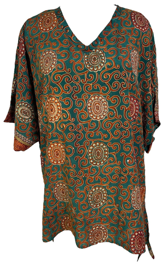 PRC6937 Avatar Pure Silk Long Tunic with Side Ties - Velora