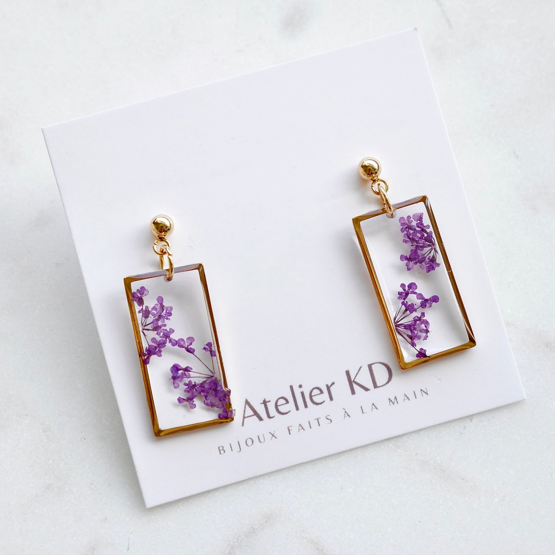 Boucles d'oreilles Estelle violet - rectangle (moyen) - Velora