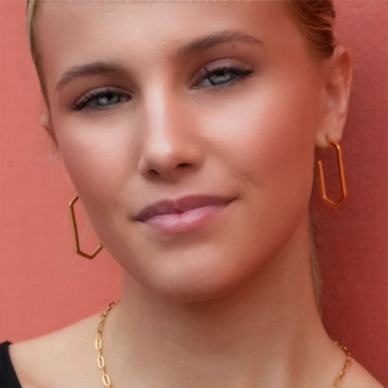 DIMITRA "Geometry Redefined - Rectangle Hoop Earrings with Triangular Flair" - Velora Luxury Fashion