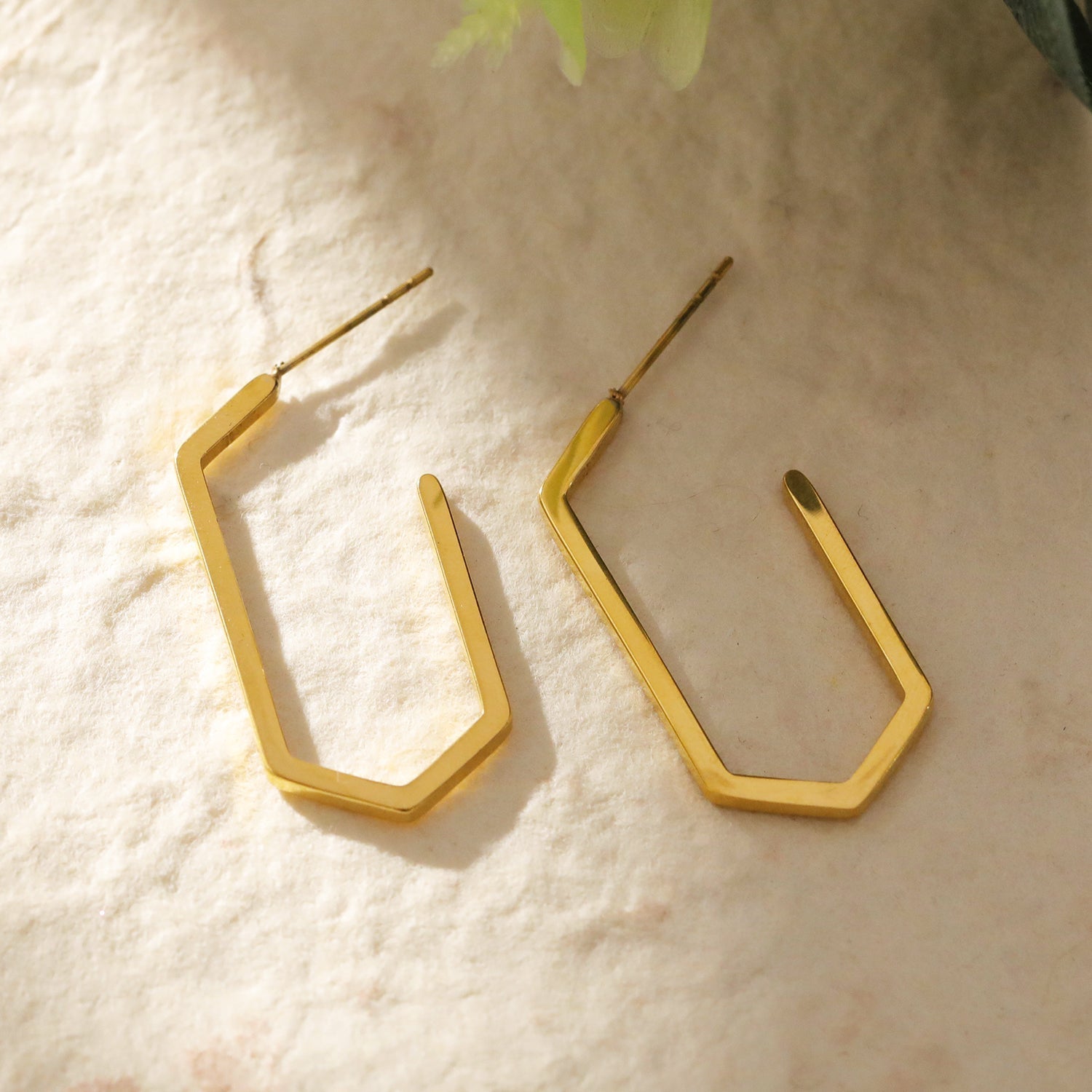 DIMITRA "Geometry Redefined - Rectangle Hoop Earrings with Triangular Flair" - Velora Luxury Fashion