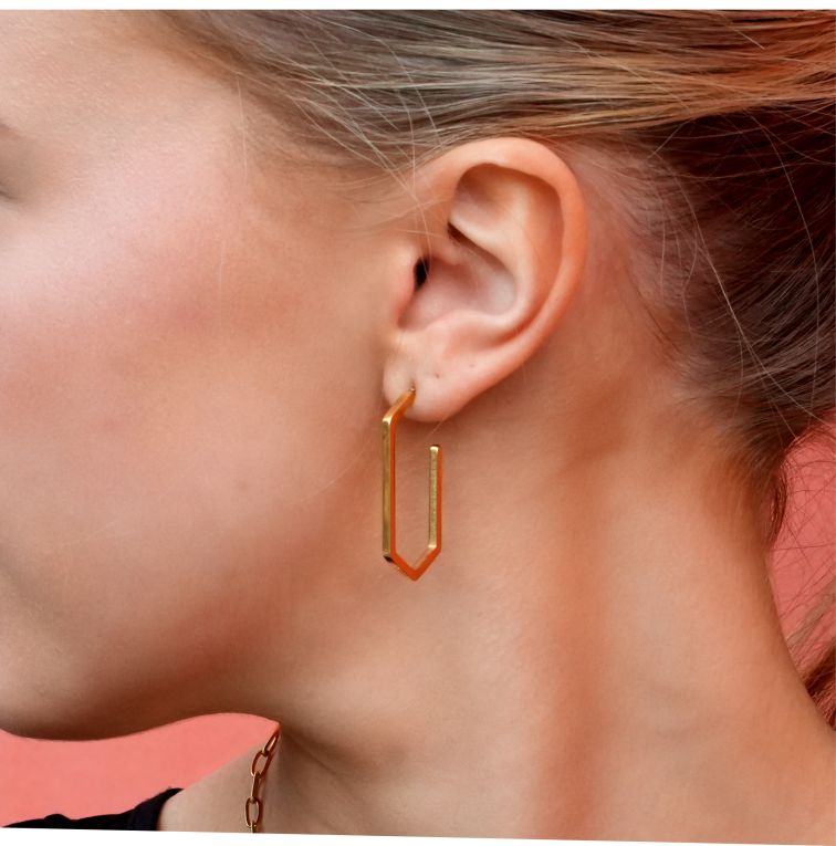 DIMITRA "Geometry Redefined - Rectangle Hoop Earrings with Triangular Flair" - Velora Luxury Fashion