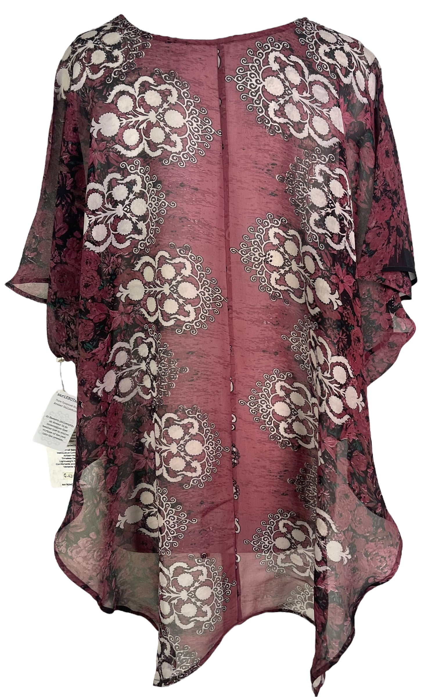 PRG6319 Sheer Avatar Pure Silk Waterfall Top - Velora