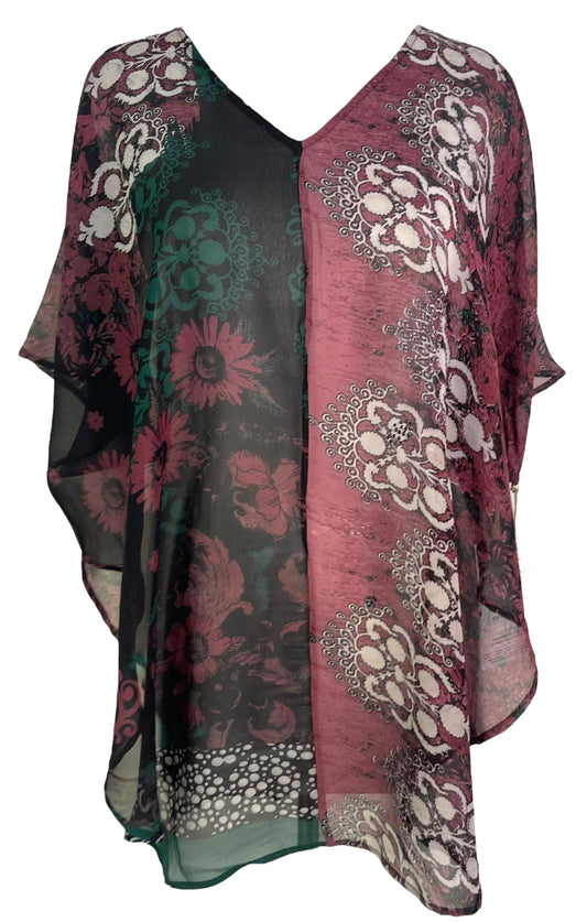 PRG6319 Sheer Avatar Pure Silk Waterfall Top - Velora