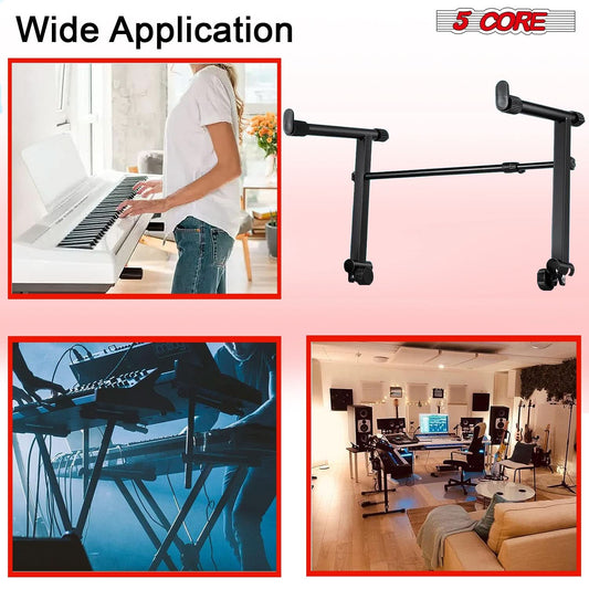 5 Core Keyboard Stand 2 Tier Adjustable Electric Piano Sturdy Foldable Holder - Velora