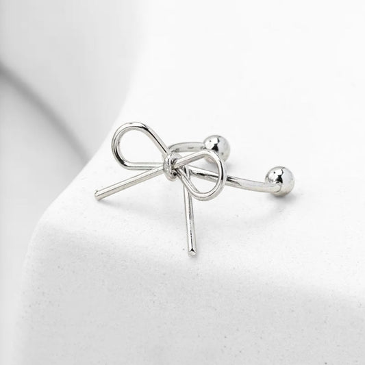Dainty Bow Ear Cuff (Silver) - Velora