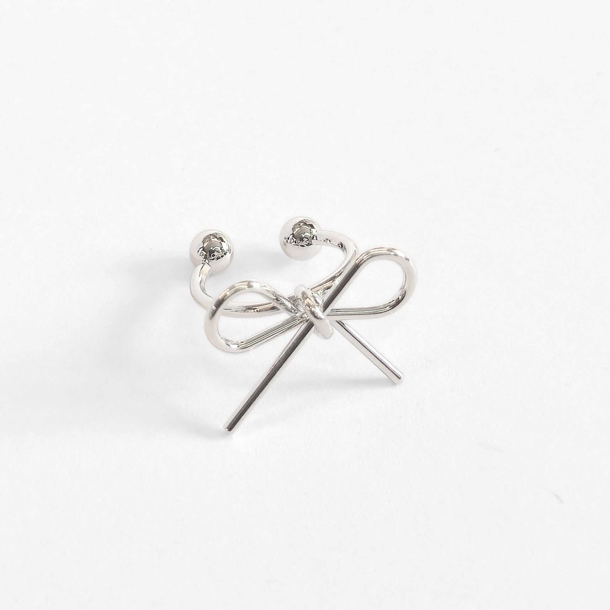 Dainty Bow Ear Cuff (Silver) - Velora