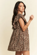 Davi & Dani Animal Printed Velvet Ribbon Mini Dress - Velora Luxury Fashion