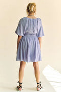 Davi & Dani Back Button Puff Sleeve Mini Dress - Velora Luxury Fashion