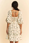 Davi & Dani Cactus Printed Poplin Contrast Piping Mini Dress - Velora Luxury Fashion