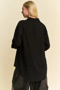 Davi & Dani Crinkled Jacquard Button Down Shirt - Velora Luxury Fashion