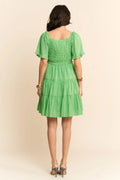 Davi & Dani Jacquard Checker Smocking Tiered Dress - Velora Luxury Fashion