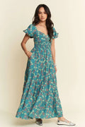 Davi & Dani Lightweight Sweetheart Neck Textured Tiered Maxi Dress - Velora Luxury Fashion