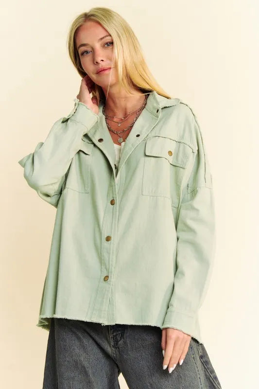 Davi & Dani Multi Color Rock & Roll Fringed Hem Loose Fit Shacket - Velora Luxury Fashion