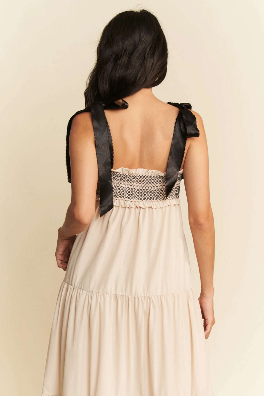 Davi & Dani Multi Contrast Smocked Bodice Straps Maxi Dress - Velora Luxury Fashion