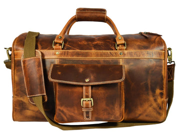 Dawson Leather Travel Bag - Walnut Brown - Velora Luxury Fashion