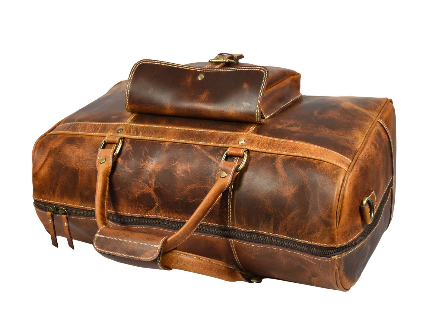 Dawson Leather Travel Bag - Walnut Brown - Velora Luxury Fashion