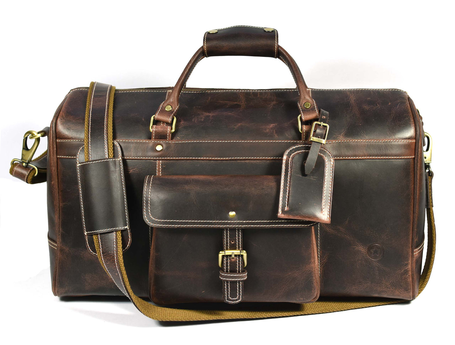 Dawson Leather Travel Bag - Walnut Brown - Velora Luxury Fashion