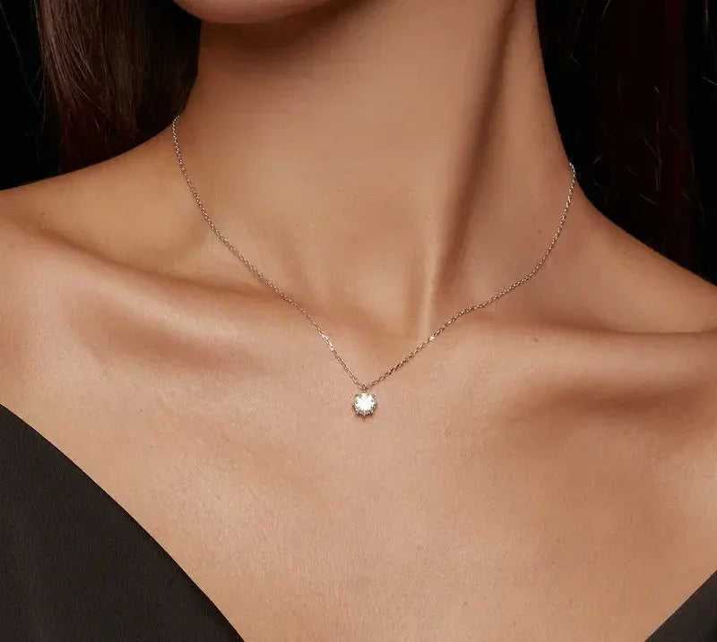 Dazzling 0.8ct Moissanite Sterling Silver Pendant Necklace - Velora Luxury Fashion