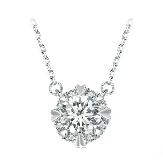 Dazzling Diamond Alternative: 1ct Moissanite Sterling Silver Pendant Necklace - Velora Luxury Fashion