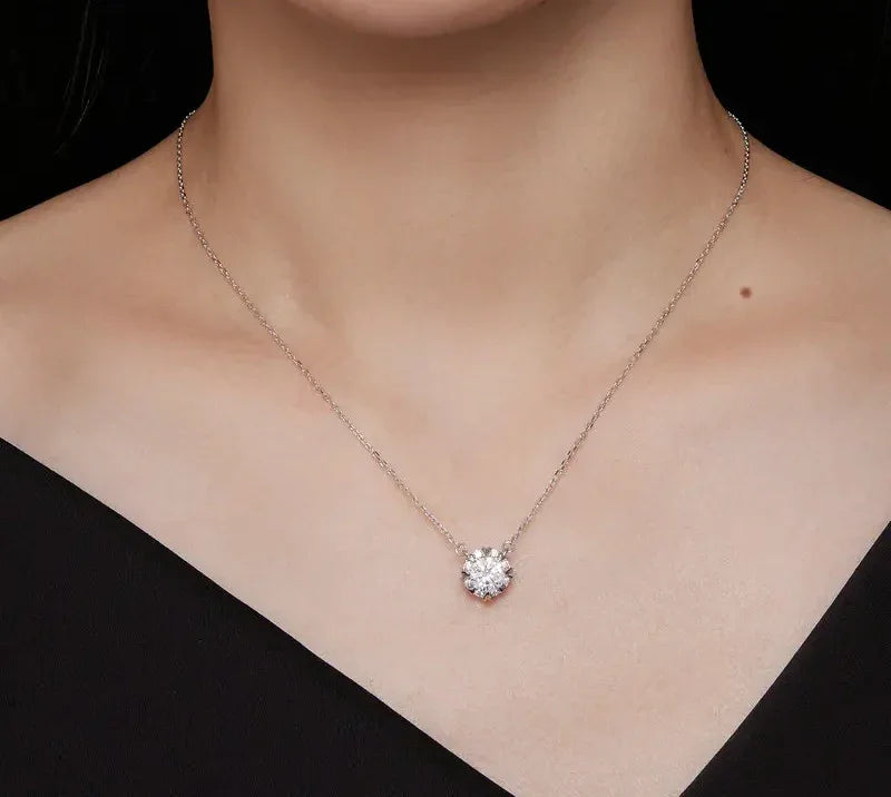 Dazzling Diamond Alternative: 1ct Moissanite Sterling Silver Pendant Necklace - Velora Luxury Fashion