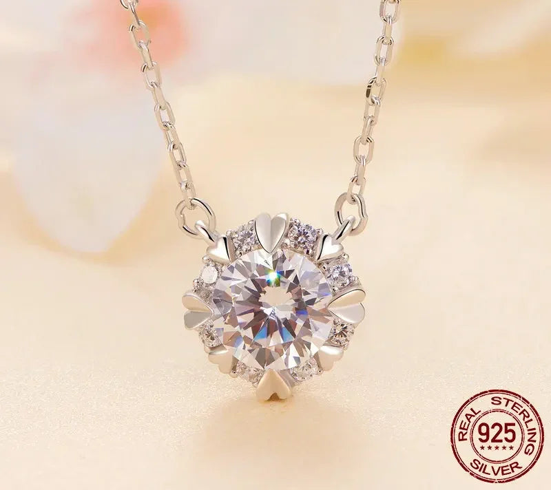 Dazzling Diamond Alternative: 1ct Moissanite Sterling Silver Pendant Necklace - Velora Luxury Fashion