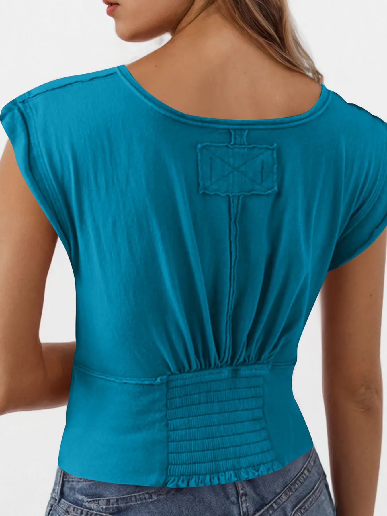 Deep V-Neck Cropped T-Shirt - Velora Luxury Fashion